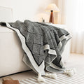 Plaid Tricoté avec Franges – Couverture Décorative pour Canapé