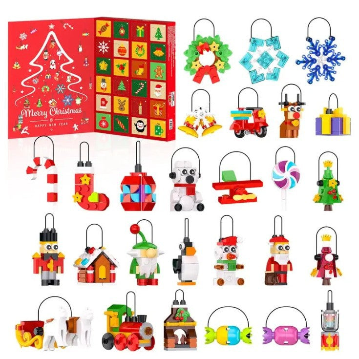 Calendrier de l'Avent en Blocs de Construction d'Ornements de Noël