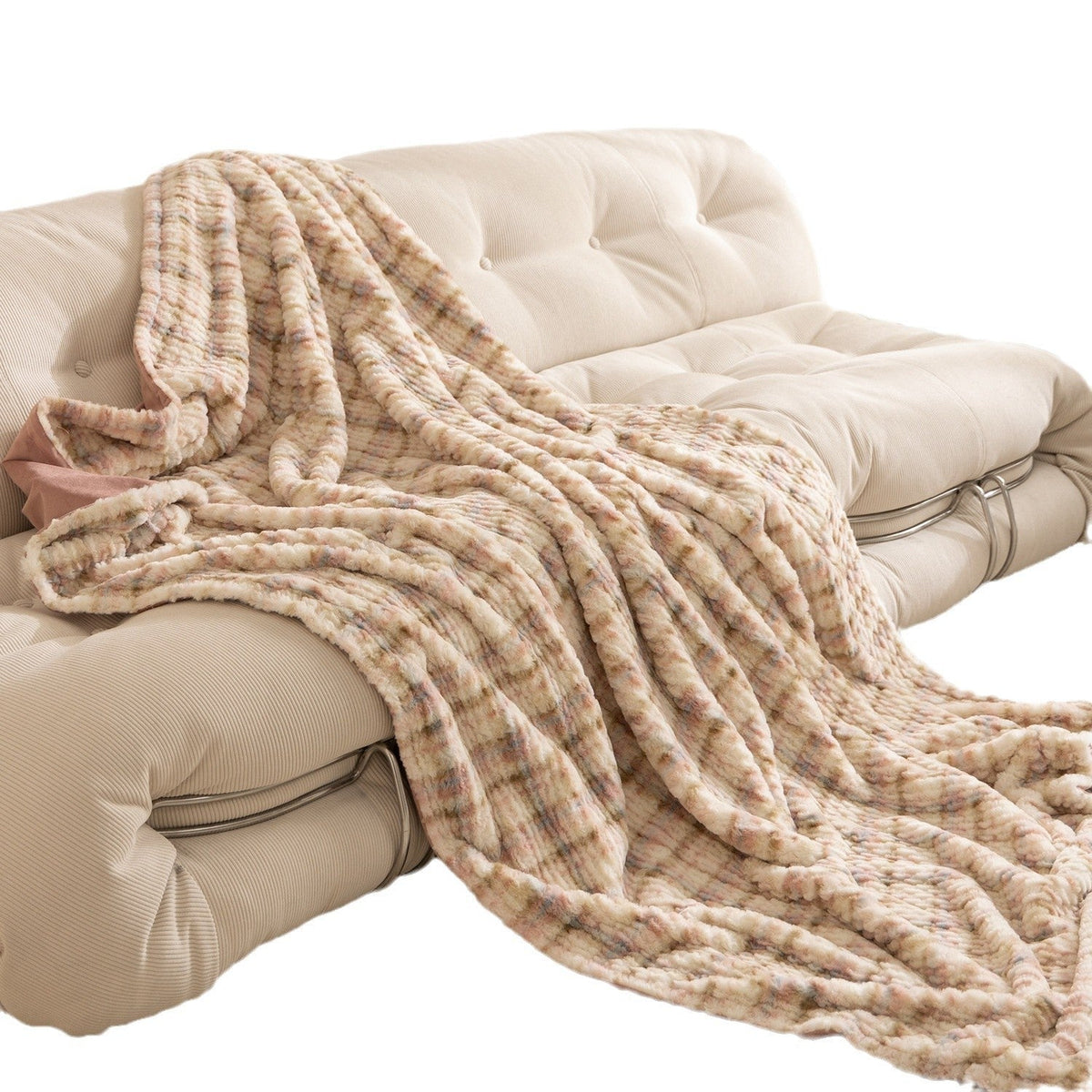 Plaid en Fausse Fourrure de Luxe avec Texture Ondulée – Couverture Douce en Fourrure avec Dos en Microfibre