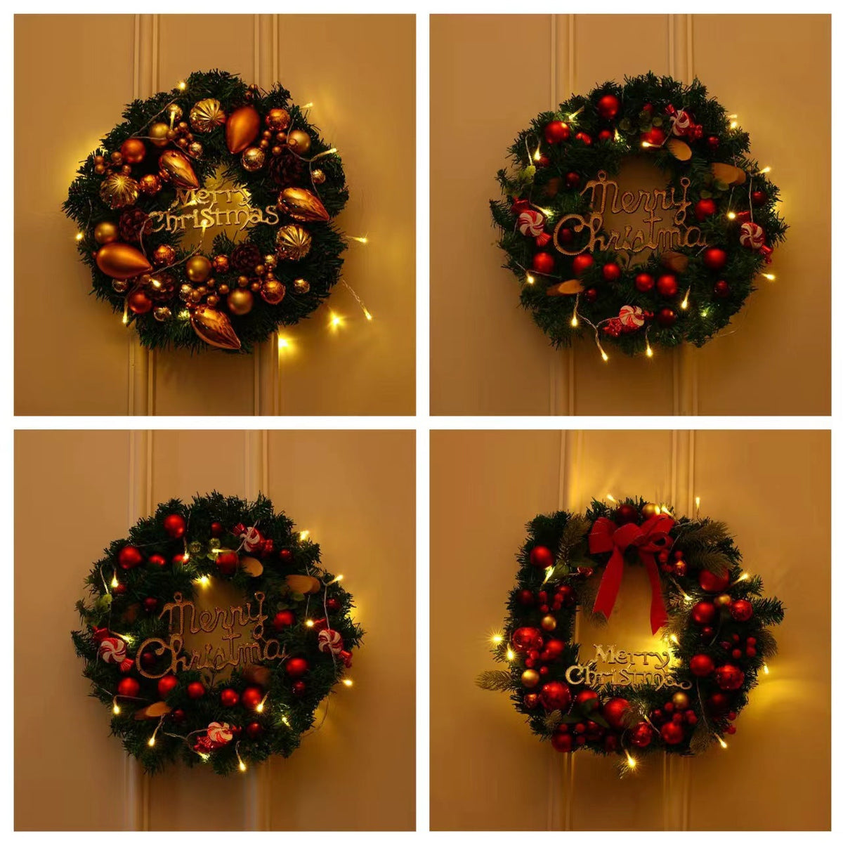 Couronne de Noël lumineuse avec éclairage LED – Décoration festive de Noël