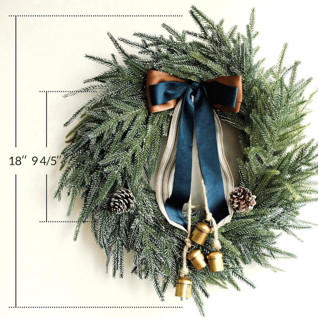 Guirlande de Noël avec Nœud Décoratif et Cloches – Décoration de Porte Festive