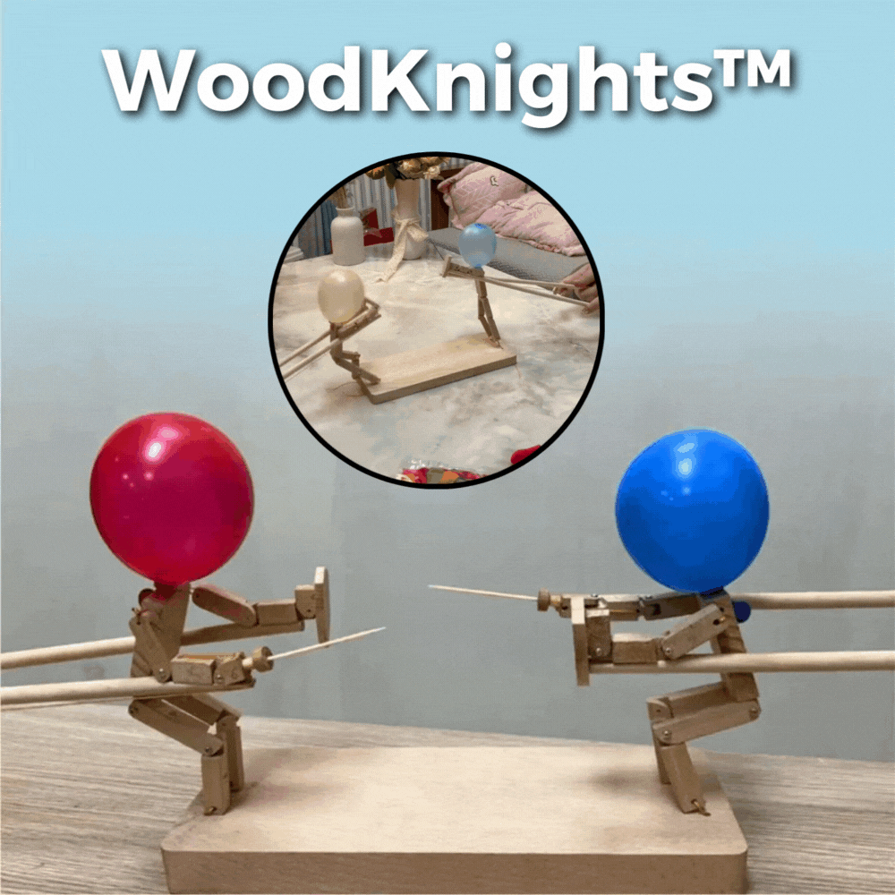 WoodKnights | Jeu de combat avec ballons en bambou | Jeu d'adresse en bois fait main | Inclus 100 ballons – Pour la famille, les amis et les fêtes