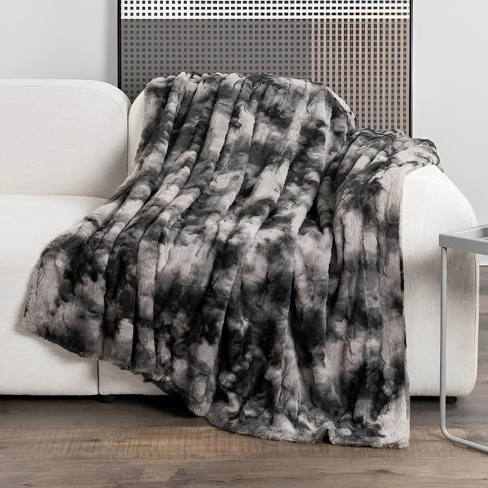 Couverture d'Hiver en Velours Doux – Plaid en Fleece Corail Chaud avec Motif Batik