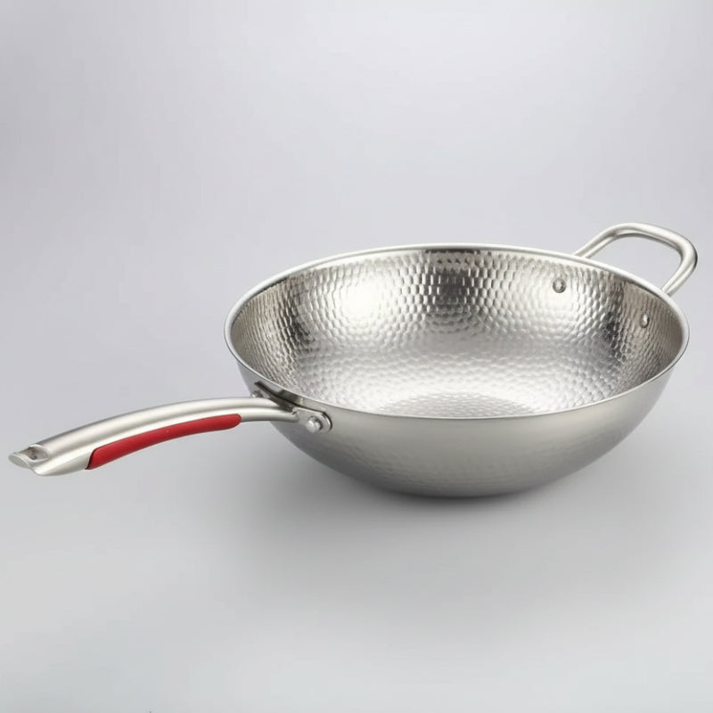 Wok de Chef en Titane avec Base Courbée pour Cuisson à Induction