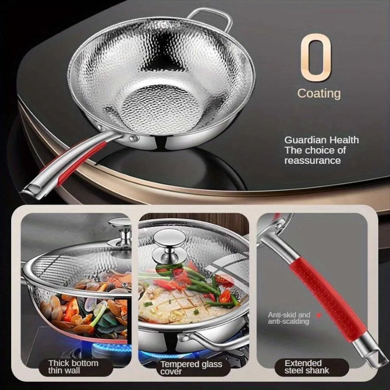 Wok de Chef en Titane avec Base Courbée pour Cuisson à Induction