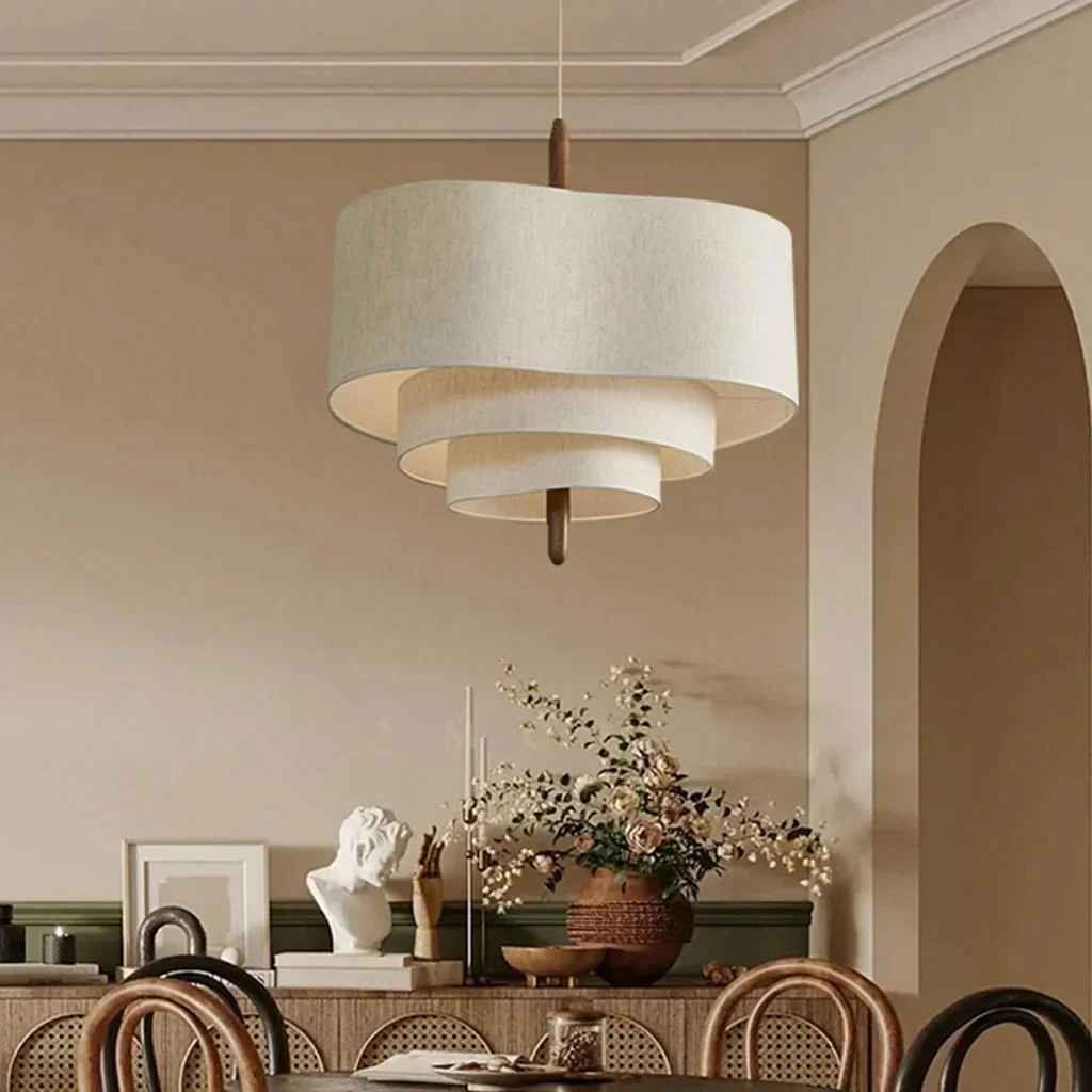 Suspension en Tissu pour Salon & Table à Manger | Lampe de Plafond Design dans le Style Japandi