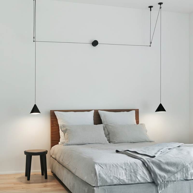 Luminaire suspendu en métal noir élégant avec douille E27