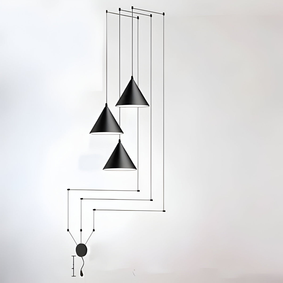 Luminaire suspendu en métal noir élégant avec douille E27