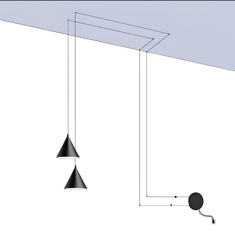 Luminaire suspendu en métal noir élégant avec douille E27