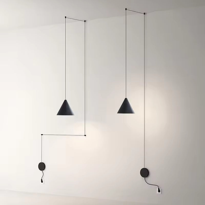 Luminaire suspendu en métal noir élégant avec douille E27