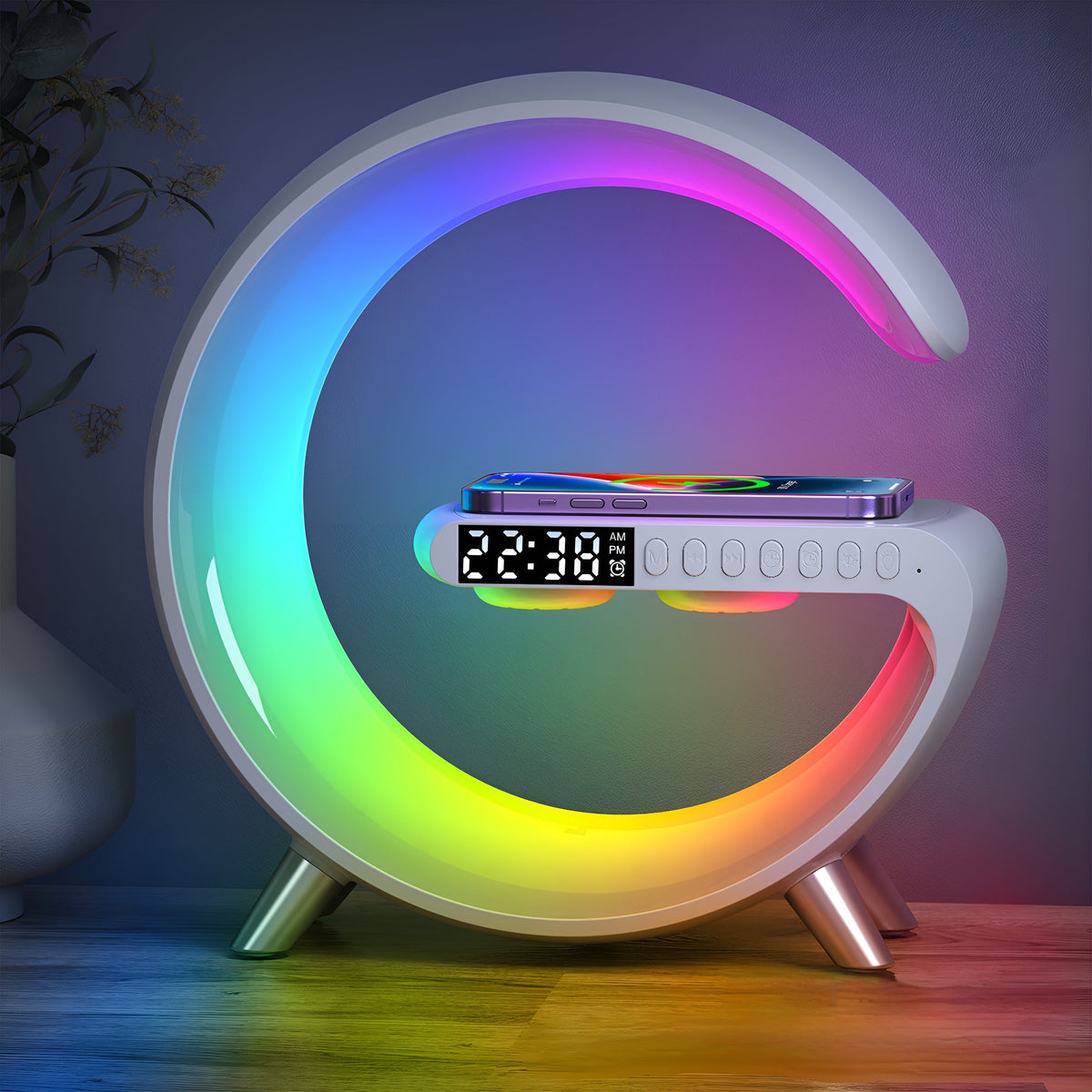 G-Shape™ - Réveil, Lumière d'Ambiance, Haut-parleur & Chargeur Sans Fil