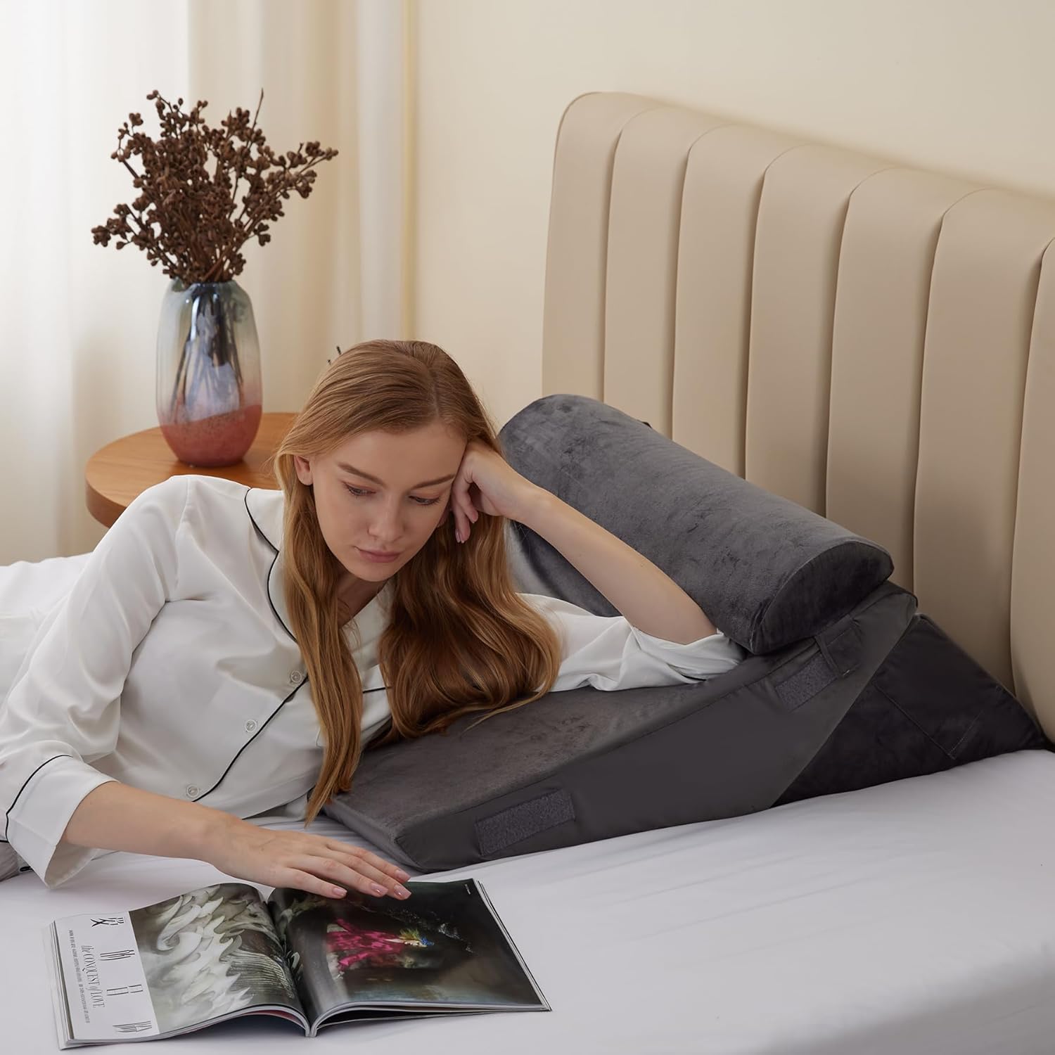 Coussin orthopédique réglable en coin RelaxPlus - Système de soutien en mousse à mémoire premium 7 en 1