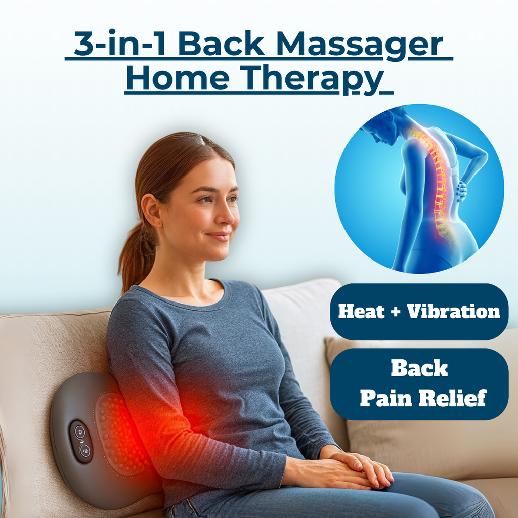 Skanto | Appareil de massage du dos avec chaleur et vibration, soutien du dos pour soulagement de la sciatique, douleur lombaire et correction de la posture – Thérapie à domicile 3-en-1