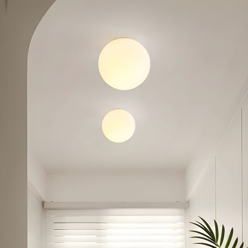 Applique Murale Ronde Verre Opale Minimaliste Scandinave Japandi Élégante Salon Chambre | Sansoti