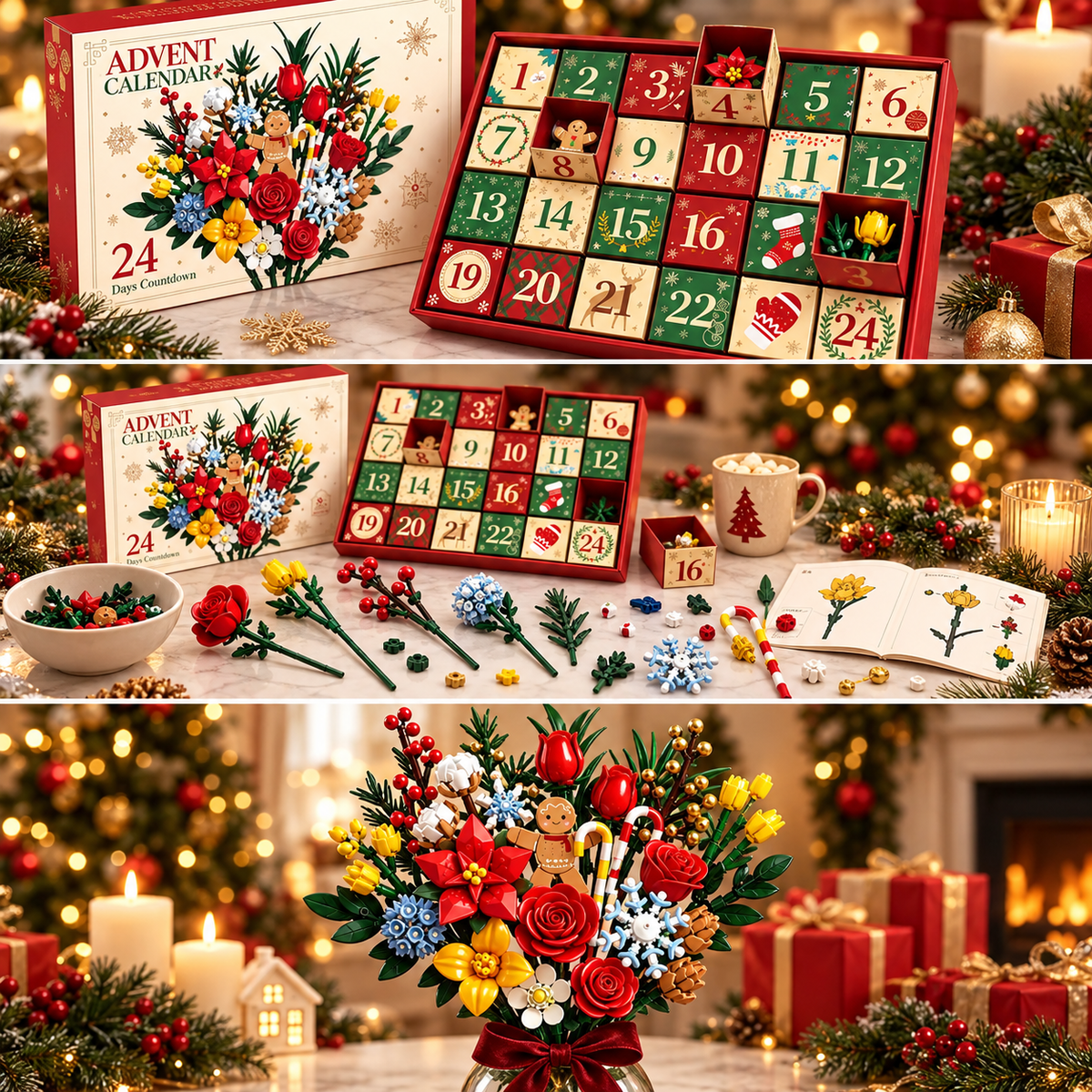 Calendrier de l'Avent "Bloom & Build" – Créez votre propre bouquet de Noël magique