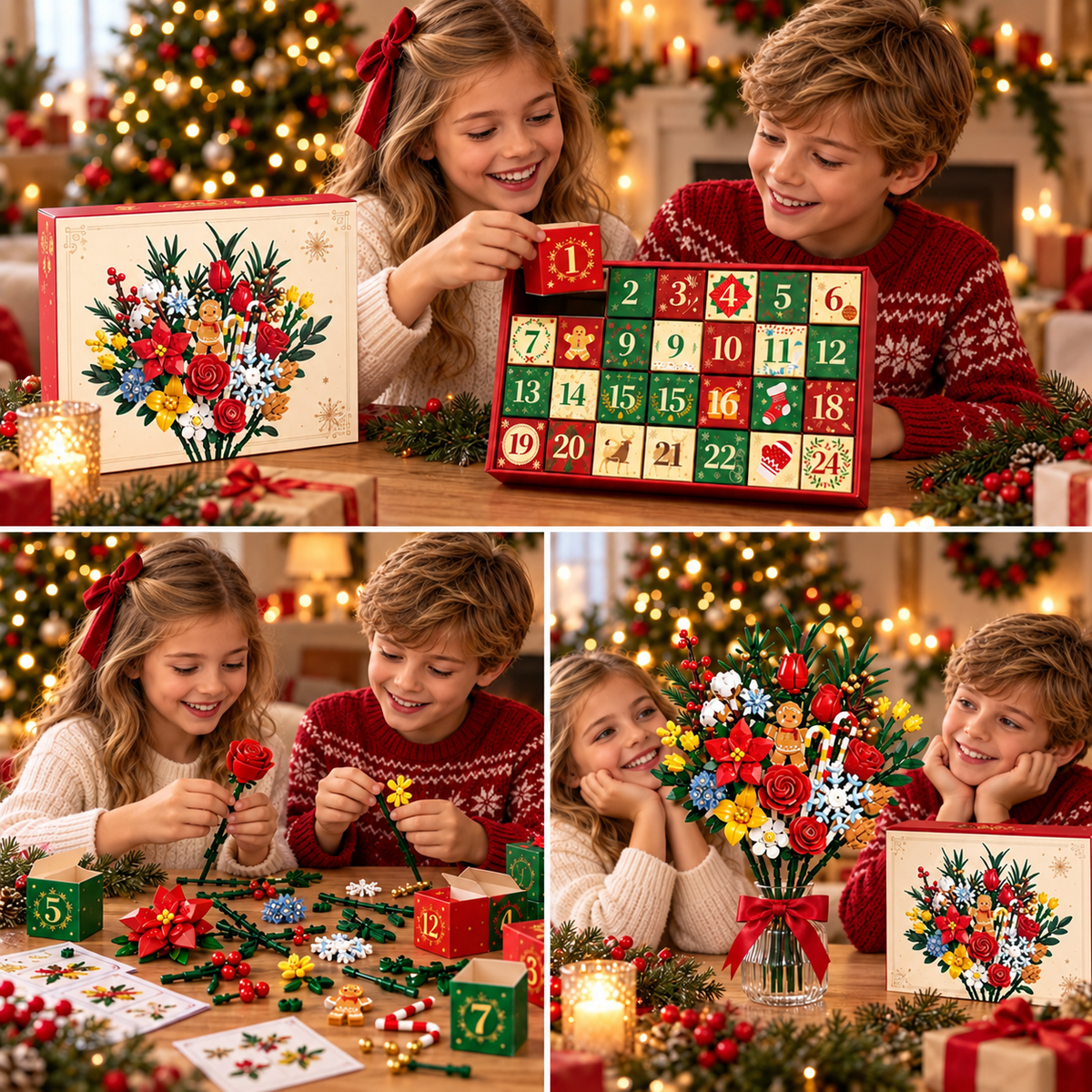 Calendrier de l'Avent "Bloom & Build" – Créez votre propre bouquet de Noël magique