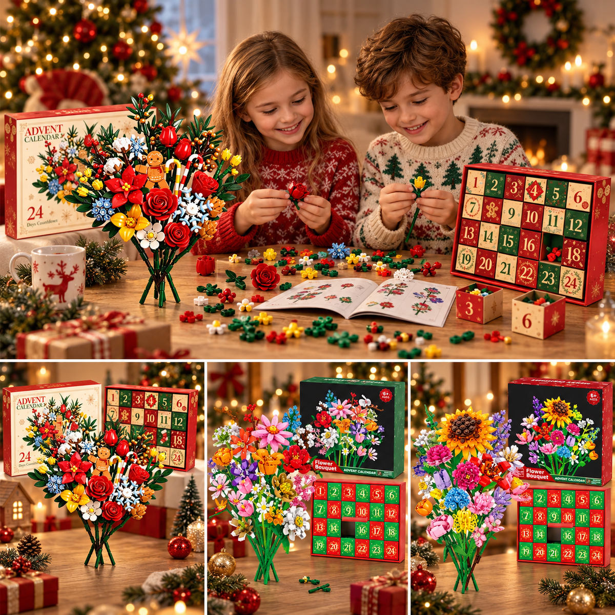Calendrier de l'Avent "Bloom & Build" – Créez votre propre bouquet de Noël magique