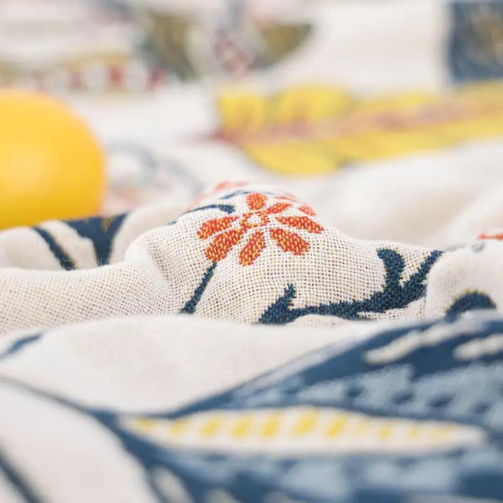 Étreinte de la Nature – Couverture en Coton Floral Réversible