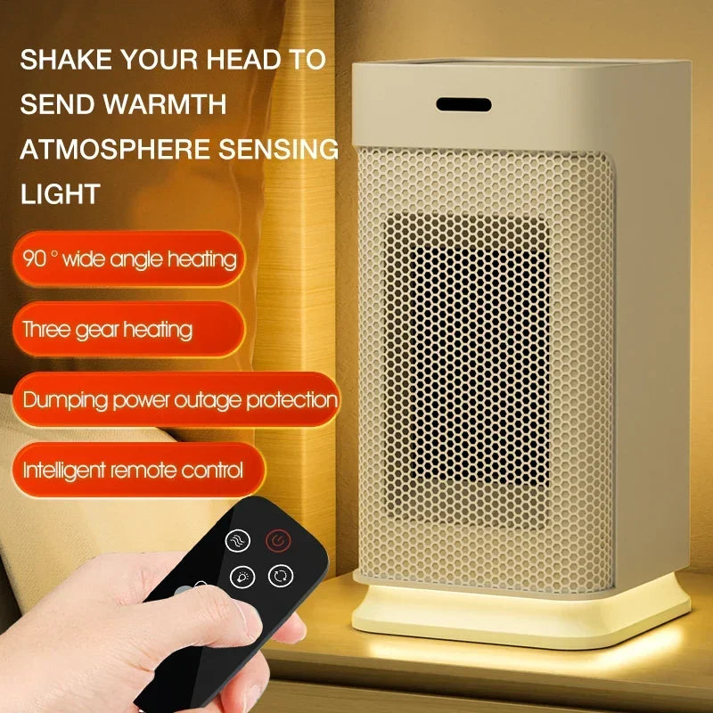 Chauffage Électrique Céramique Portable avec PTC et Lampe de Nuit