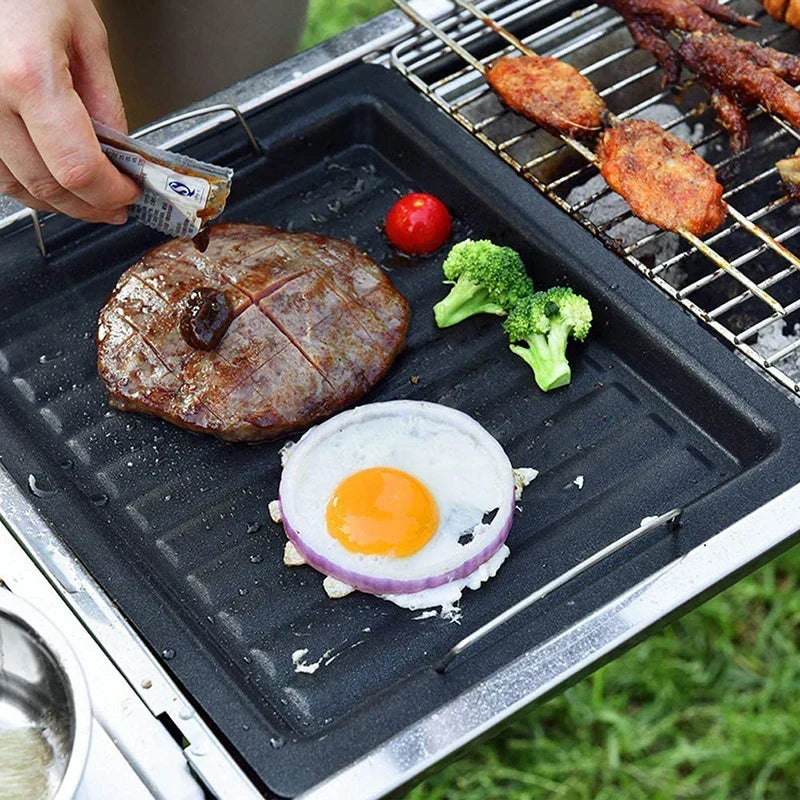 Plaque de Grill en Fonte Réversible Feurossa | Pour Grill à Gaz & Cuisinière | 25 × 30 cm | Pour Pizza, Viande, Légumes & Poisson