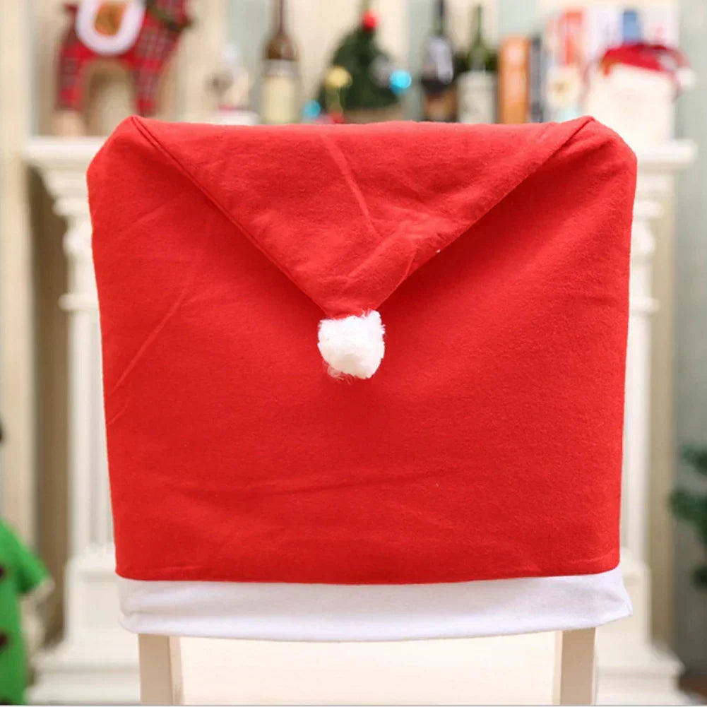 Housses de Chaise de Noël – Bonnet de Père Noël pour Chaises de Salle à Manger