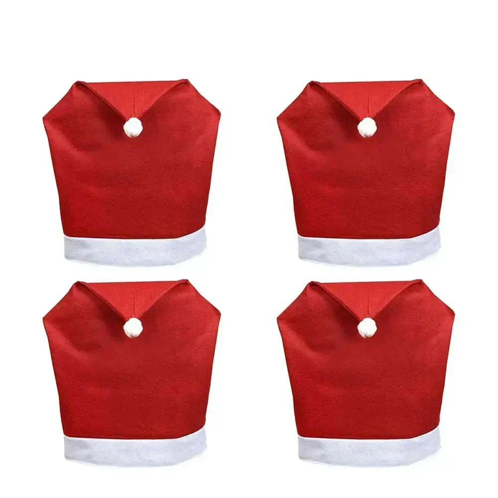 Housses de Chaise de Noël – Bonnet de Père Noël pour Chaises de Salle à Manger