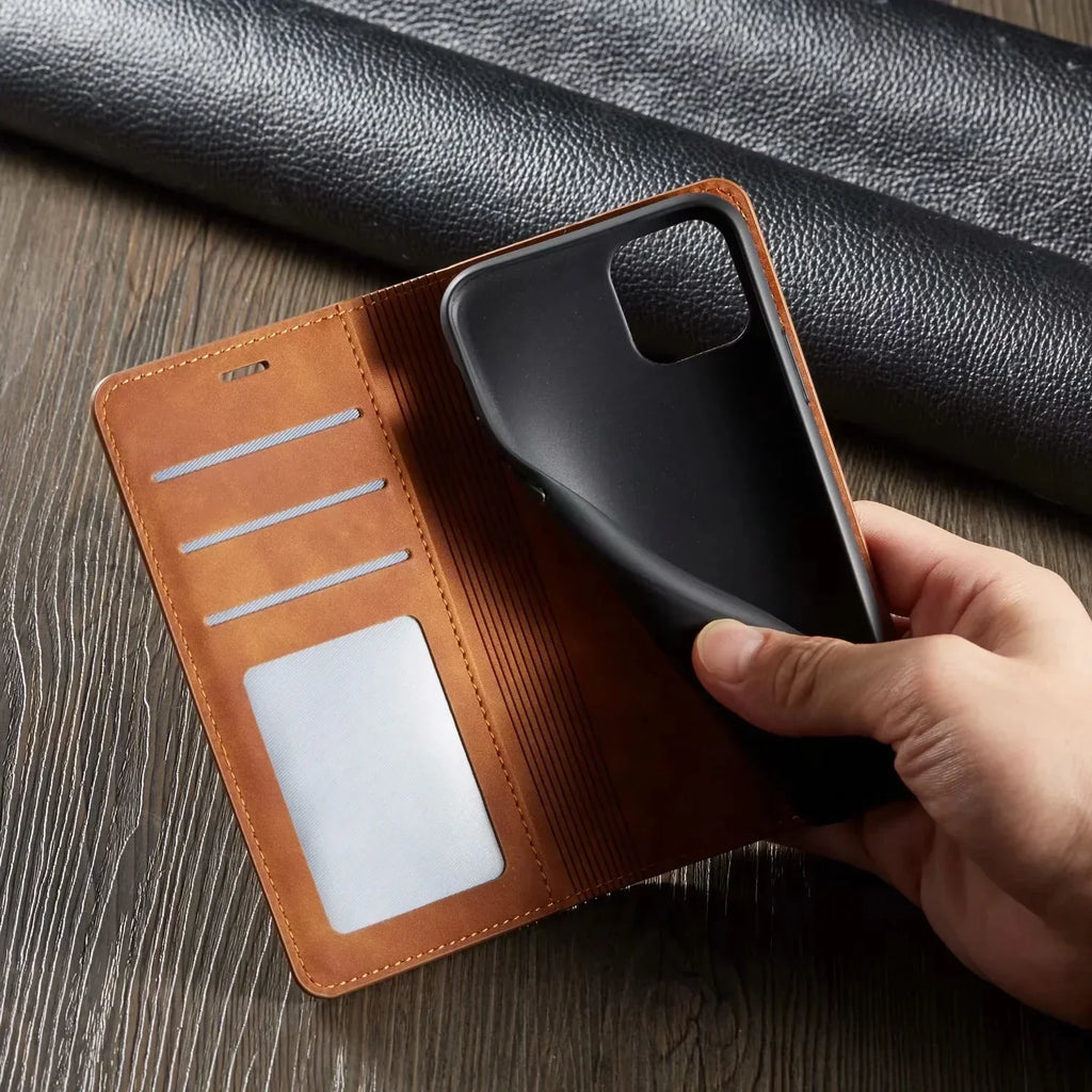 Sandsberg | Étui en cuir Wallet pour iPhone | Fonction de support magnétique pour cartes | Plusieurs couleurs