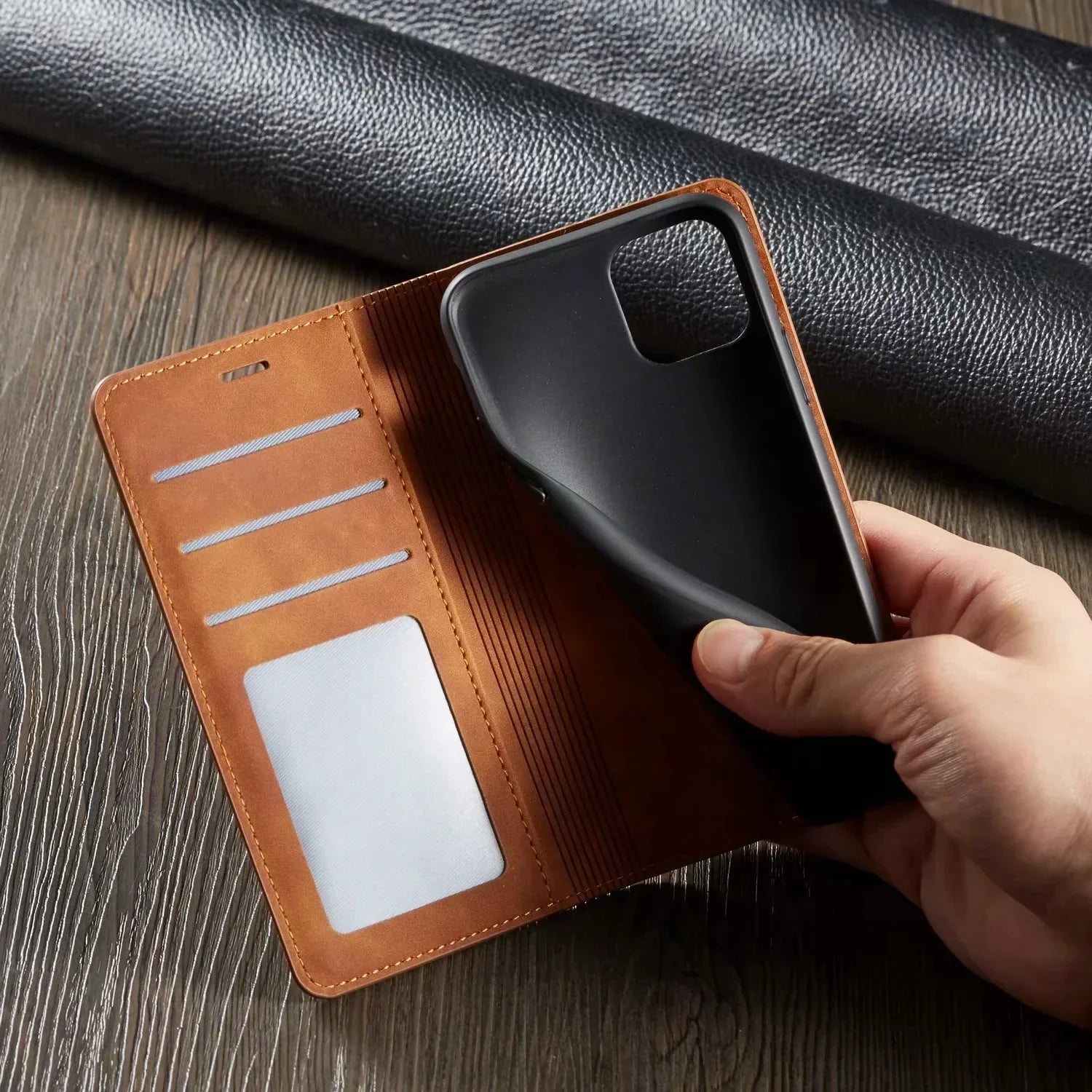 Sandsberg | Étui en cuir Wallet pour iPhone | Fonction de support magnétique pour cartes | Plusieurs couleurs