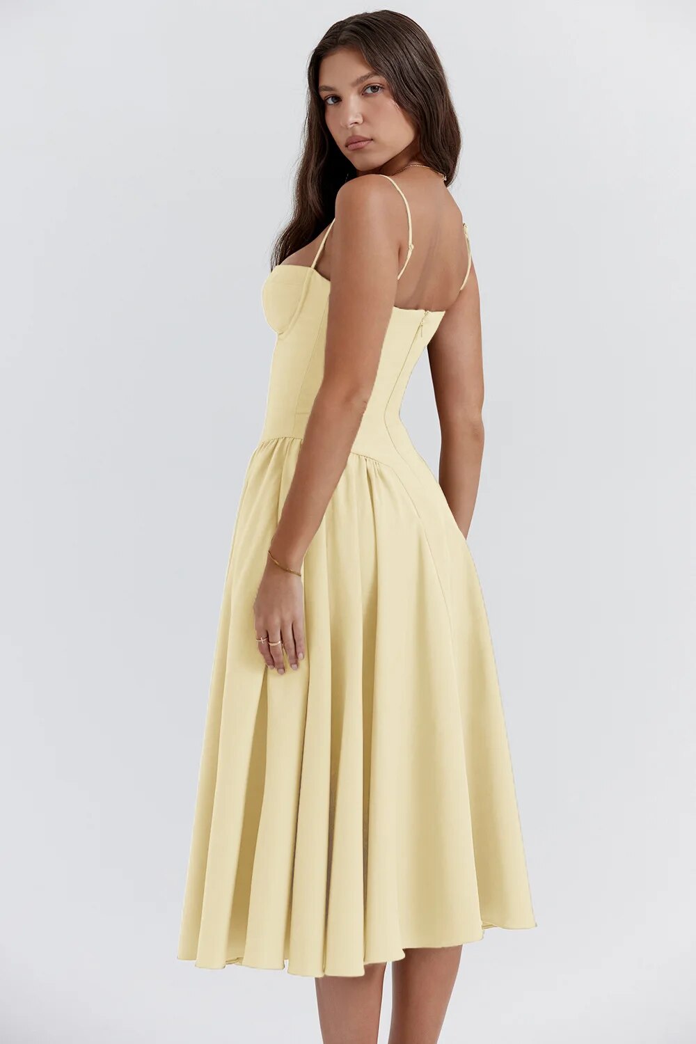 Vivi™ | Robe midi sans manches avec coupe corset