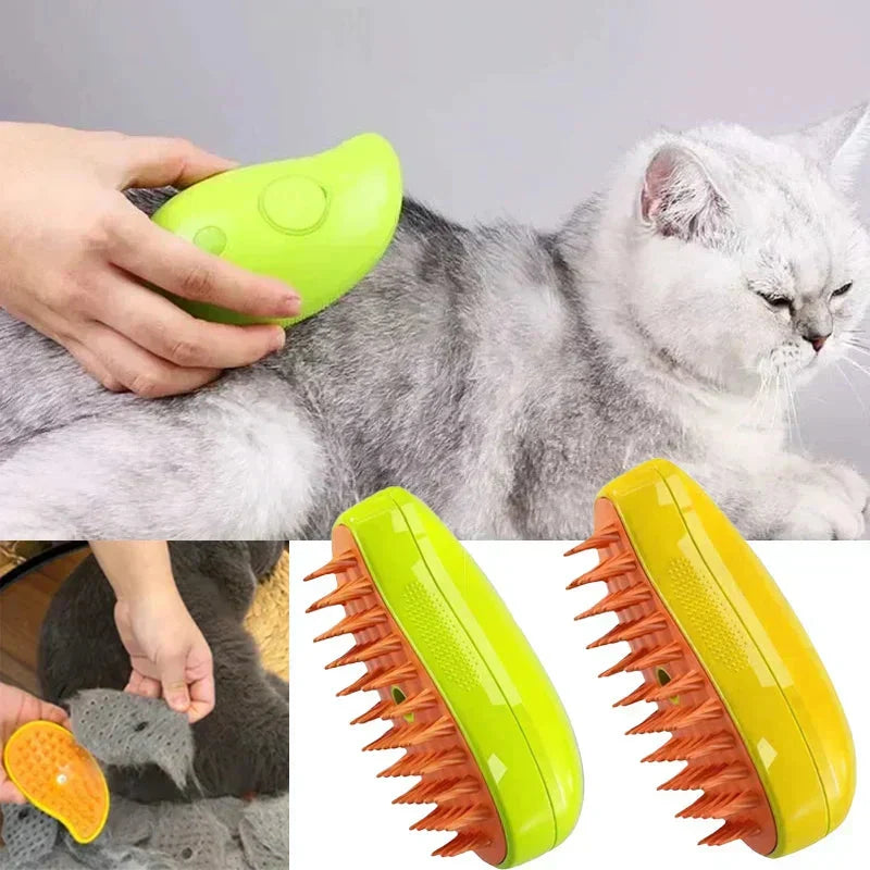Brosse de Toilettage 3-en-1 pour Chats avec Vapeur – Soin du Pelage et Massage