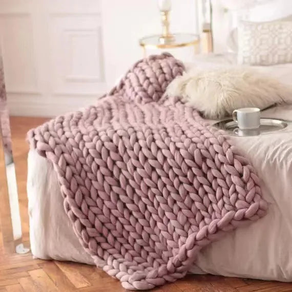 Couverture Tricotée Chunky – Plaid Extra Doux et Chaud pour Canapé et Lit
