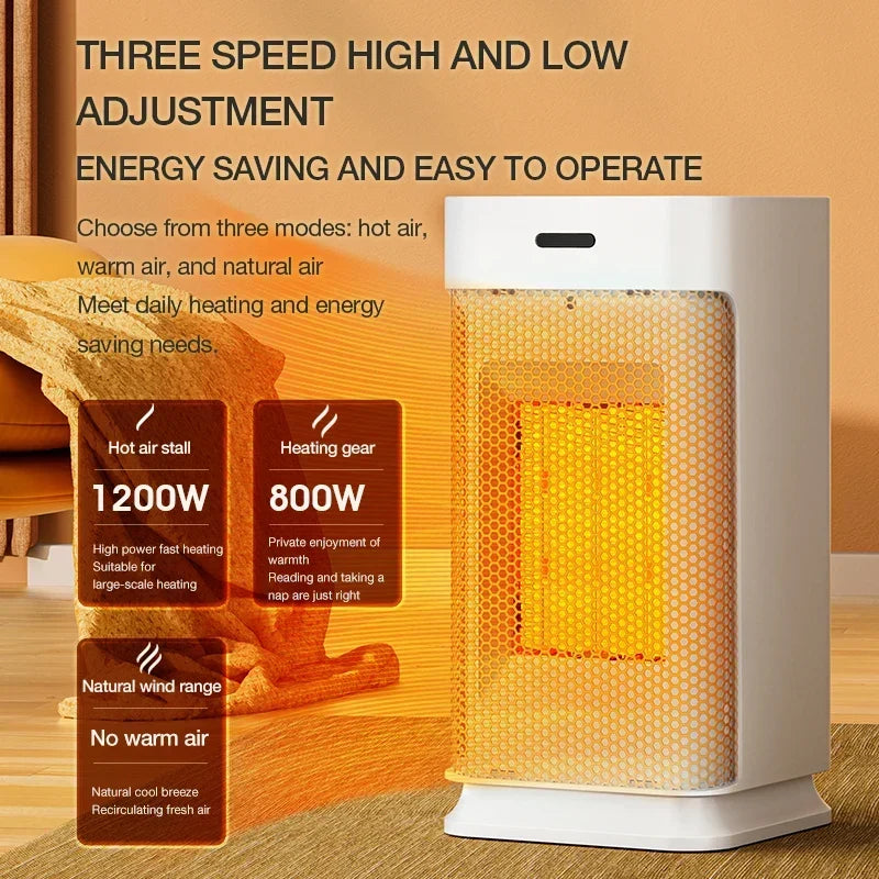 Chauffage Électrique Céramique Portable avec PTC et Lampe de Nuit