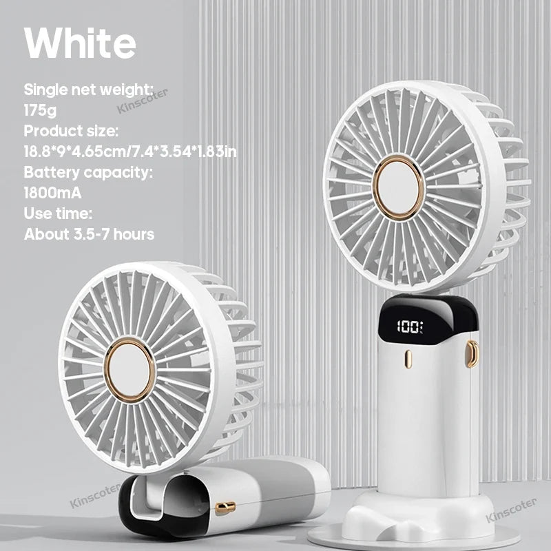 AERIONIQ Mini-Ventilateur 3-en-1 | Affichage LED | 5 Vitesses | Batterie avec fonction Powerbank | Portable & Sur pied