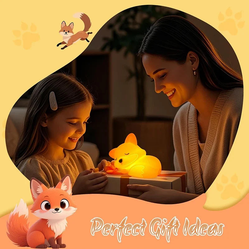 Veilleuse Fuchs en silicone | Rechargeable, dimmable & avec minuterie | Idée cadeau mignonne pour enfants & adultes