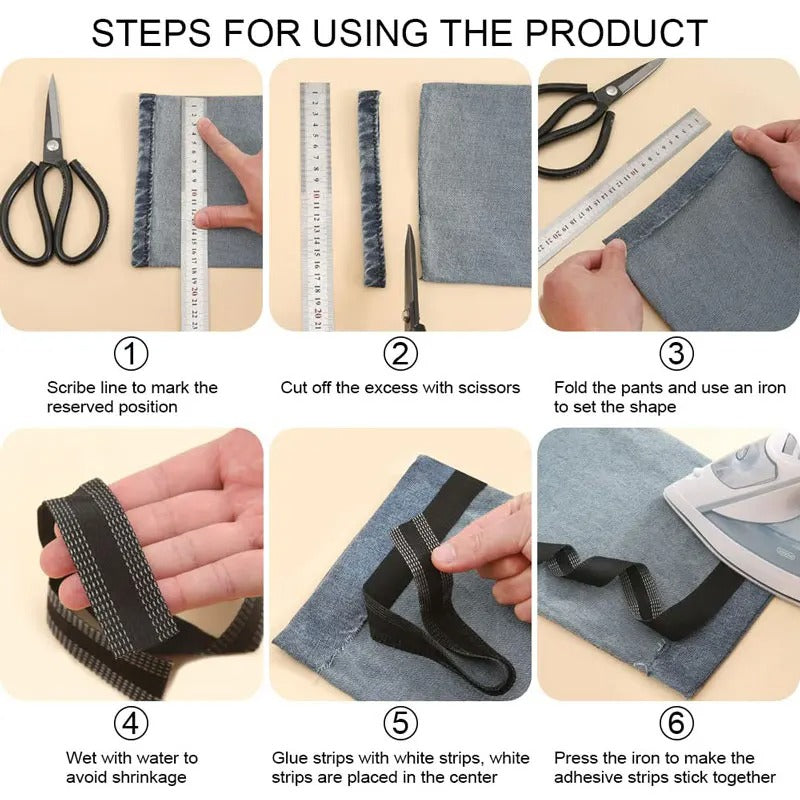 Icone™ Ruban de Raccourcissement : 5M Ruban Auto-adhésif pour Raccourcir les Pantalons