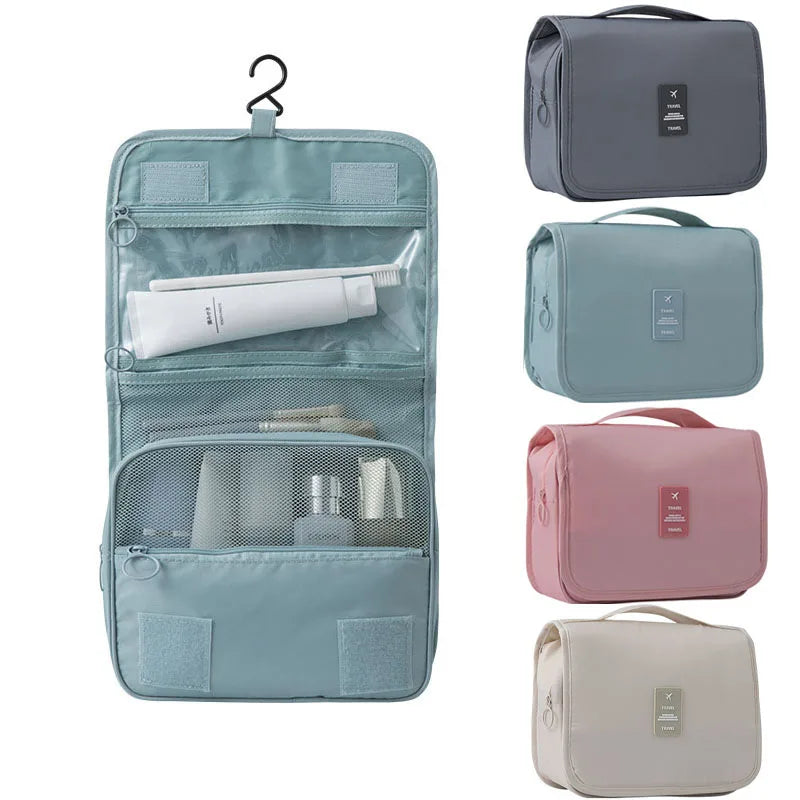 Trousse de toilette de voyage suspendue | 6 compartiments & compartiment humide | Compacte & polyvalente | Polyester déperlant