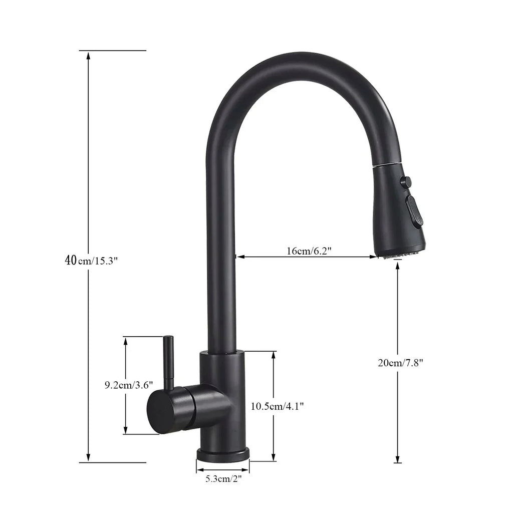 Skanto | Robinet télescopique à mélangeur à levier unique – Robinet flexible avec fonction douche, Acier inoxydable de haute qualité, Idéal pour les cuisines modernes, Installation facile