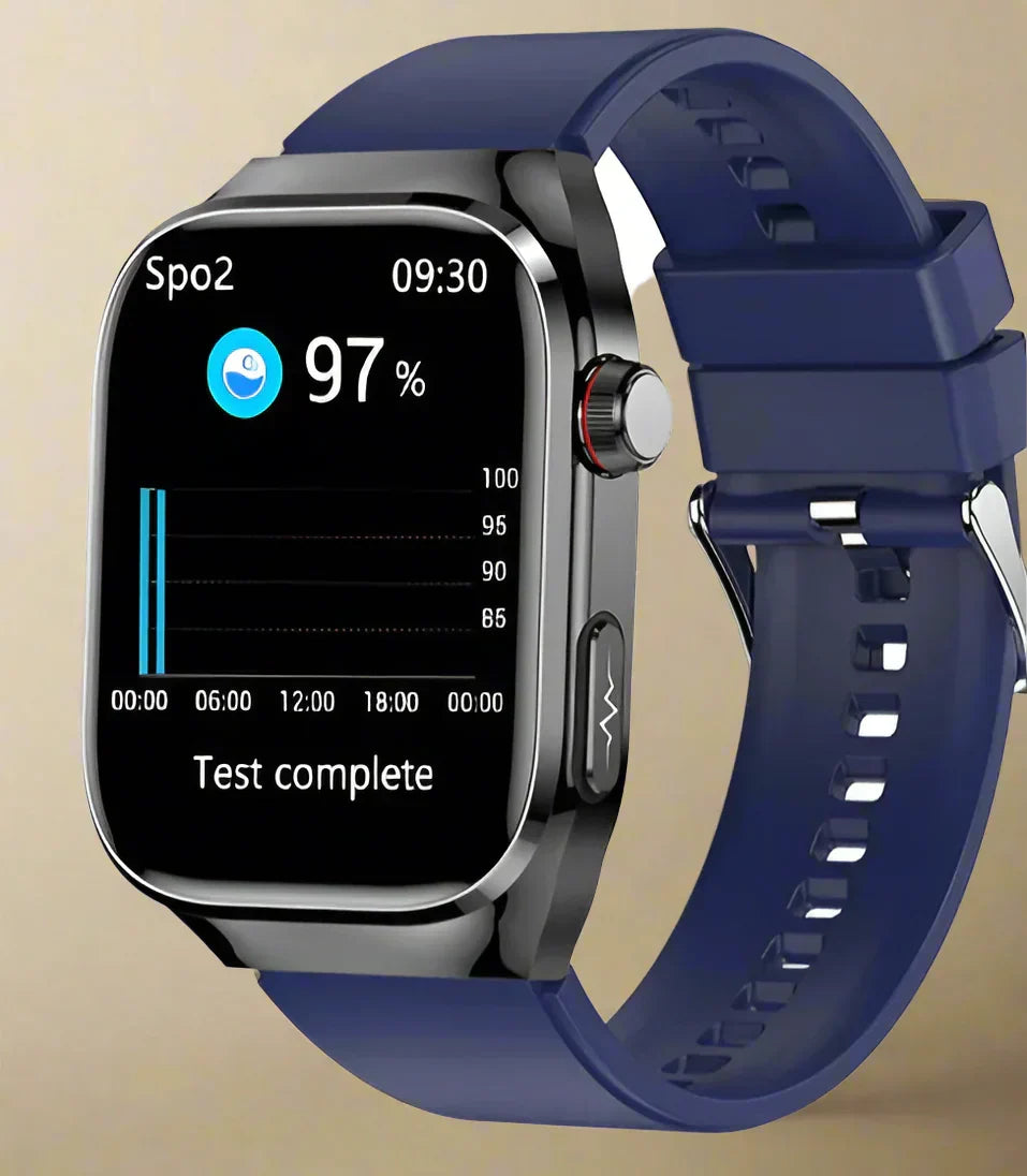 Montre Connectée Multifonctionnelle avec Moniteur de Fréquence Cardiaque ECG Suivi de Glucose Sanguin Bluetooth Appels Moniteur de Santé Écran AMOLED Chargement Sans Fil | Sansoti