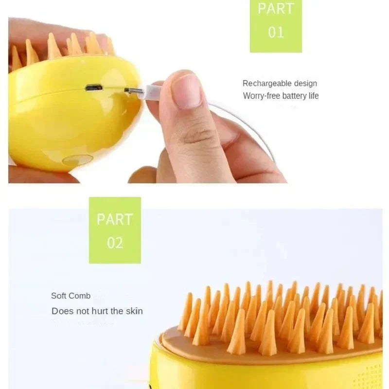 Brosse de Toilettage 3-en-1 pour Chats avec Vapeur – Soin du Pelage et Massage