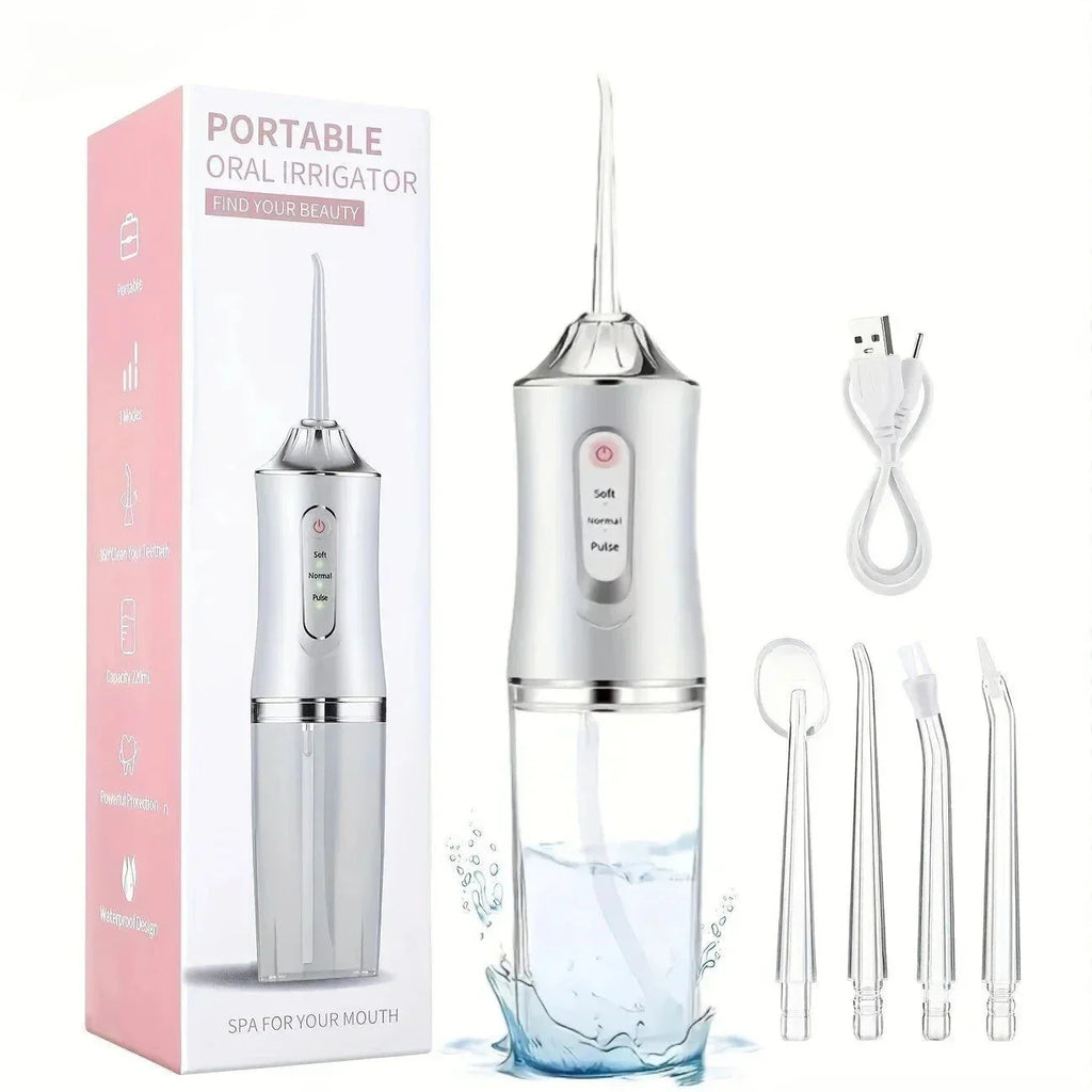 Fil dentaire à eau de voyage avec quatre têtes de nettoyage de remplacement