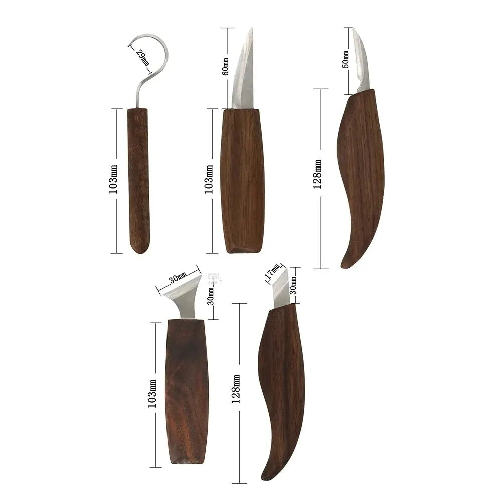 Skanto | Ensemble de sculpture sur bois de 8 pièces : Ensemble de couteaux à tailler avec limes à aiguille - Ensemble de sculpture de cuillères en bois pour débutants