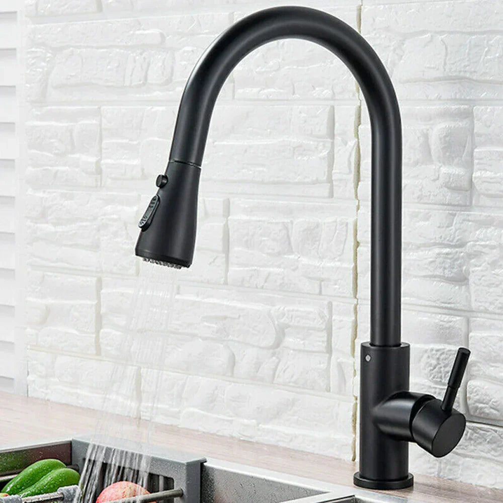 Skanto | Robinet télescopique à mélangeur à levier unique – Robinet flexible avec fonction douche, Acier inoxydable de haute qualité, Idéal pour les cuisines modernes, Installation facile