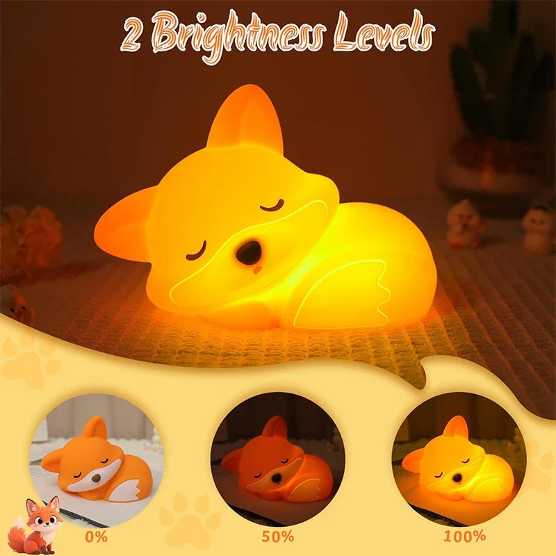 Veilleuse Fuchs en silicone | Rechargeable, dimmable & avec minuterie | Idée cadeau mignonne pour enfants & adultes