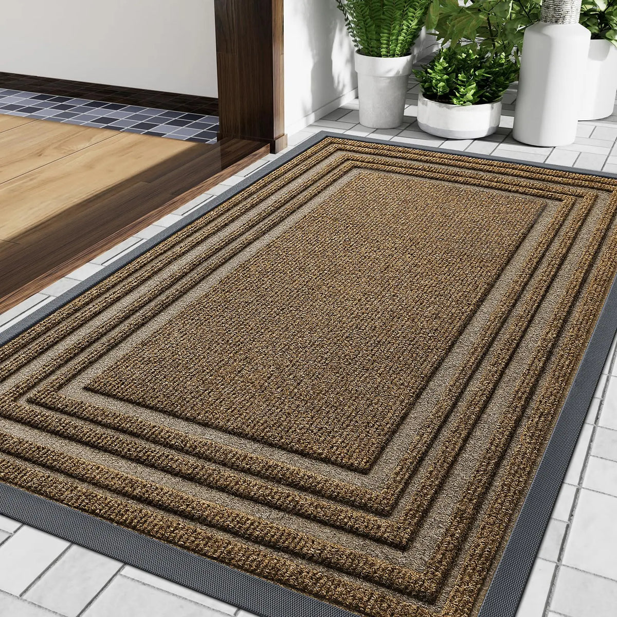 Tapis d'entrée durable antidérapant en caoutchouc naturel