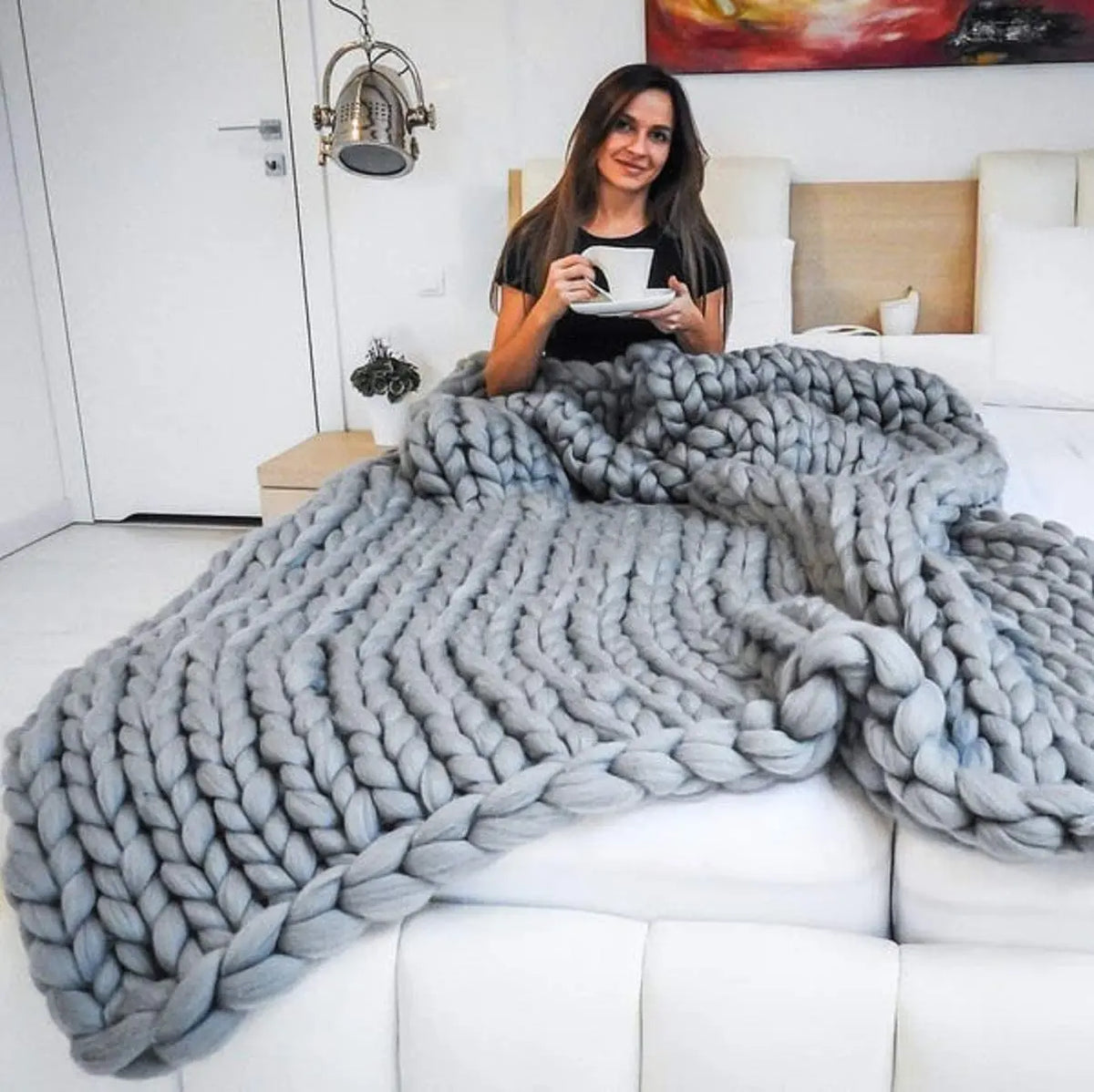 Couverture Tricotée Chunky – Plaid Extra Doux et Chaud pour Canapé et Lit
