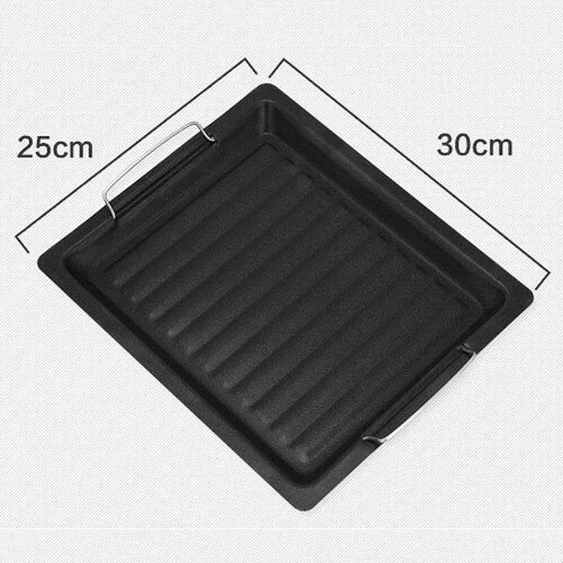 Plaque de Grill en Fonte Réversible Feurossa | Pour Grill à Gaz & Cuisinière | 25 × 30 cm | Pour Pizza, Viande, Légumes & Poisson