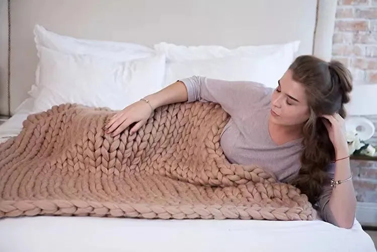 Couverture Tricotée Chunky – Plaid Extra Doux et Chaud pour Canapé et Lit