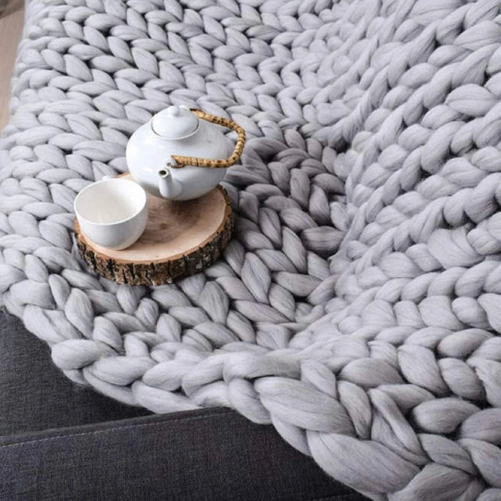 Couverture Tricotée Chunky – Plaid Extra Doux et Chaud pour Canapé et Lit