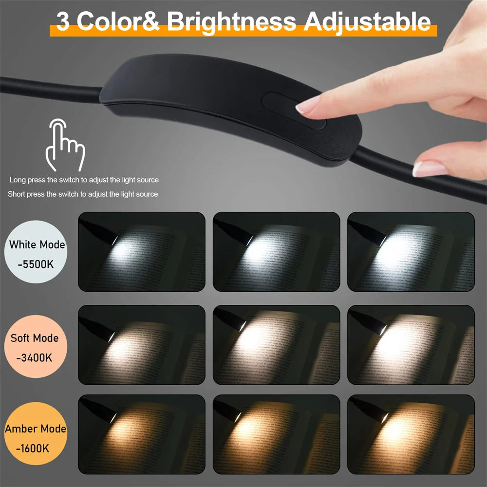Lampe de cou LED LumiNeck | Rechargeable USB | 3 couleurs de lumière & intensité réglable | Flexible & Portable