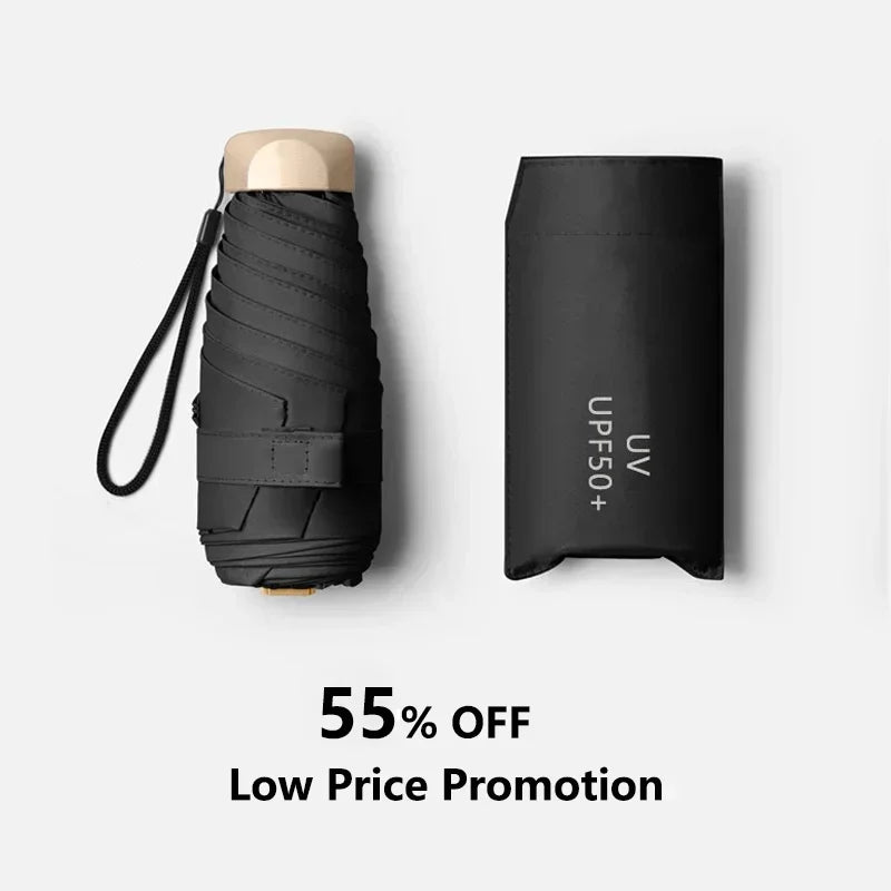 Solivio Mini-Parapluie | Protection UV & Résistant au Vent | Ultra Léger | Format Compact de 19 cm